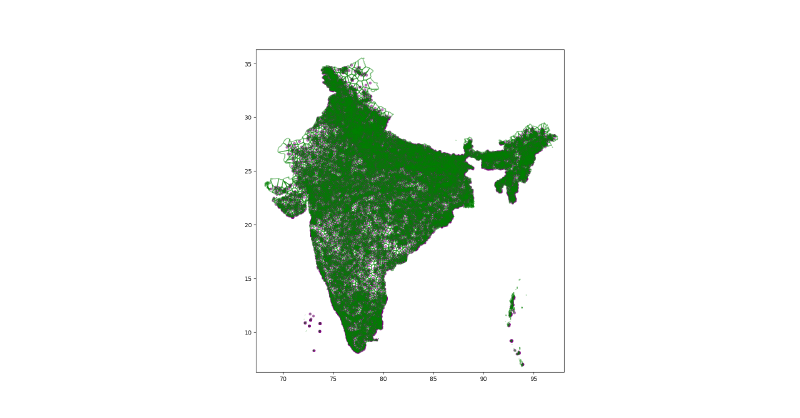 Clipped weighted Voronoi tessellation — India